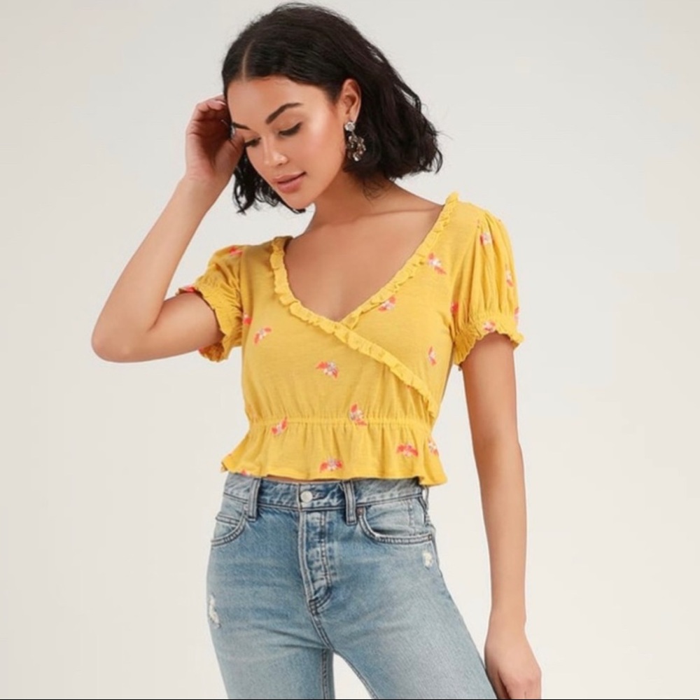 Free People Embroidered Crop Top | Medium | New with Tags